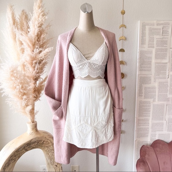 VINTAGE Cream Embroidery Mini Wrap Skirt - Picture 1 of 15